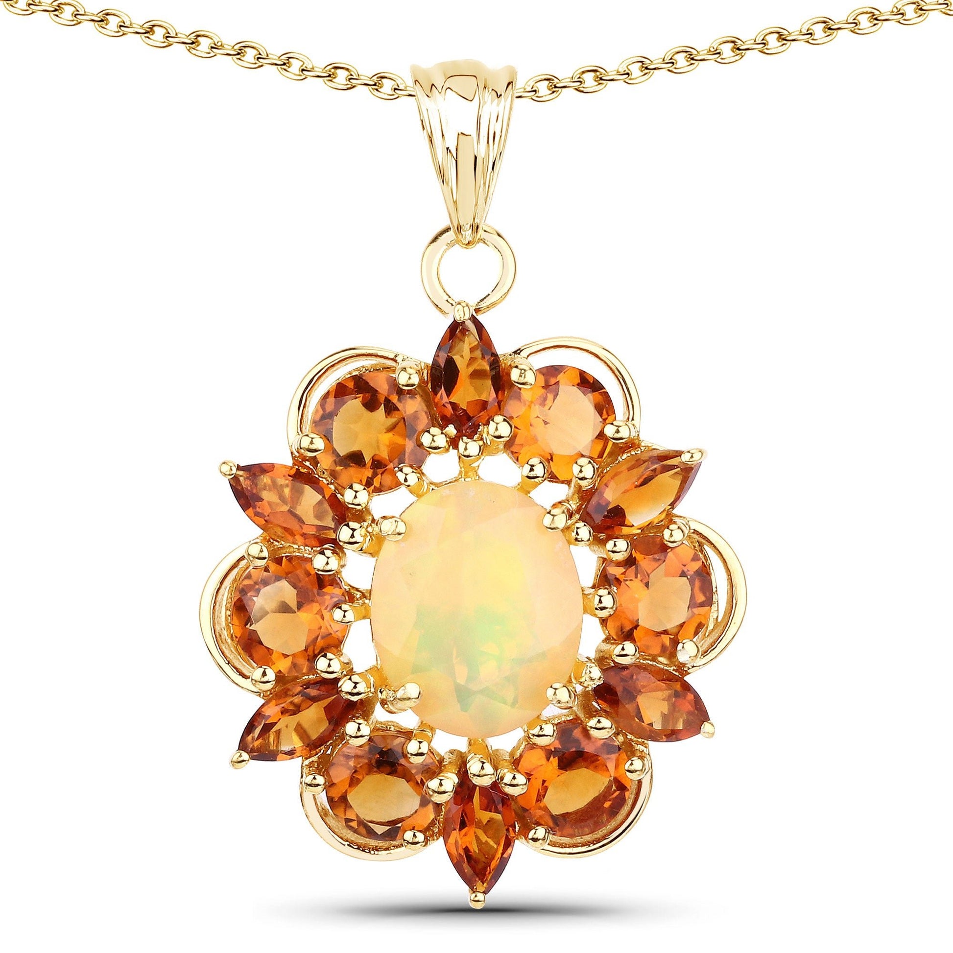 5.99 Carat Genuine Ethiopian Opal and Citrine .925 Sterling Silver Pendant - Pendants - p3479ethopmc - gp - gallery - image - Omni Jewelcrafters