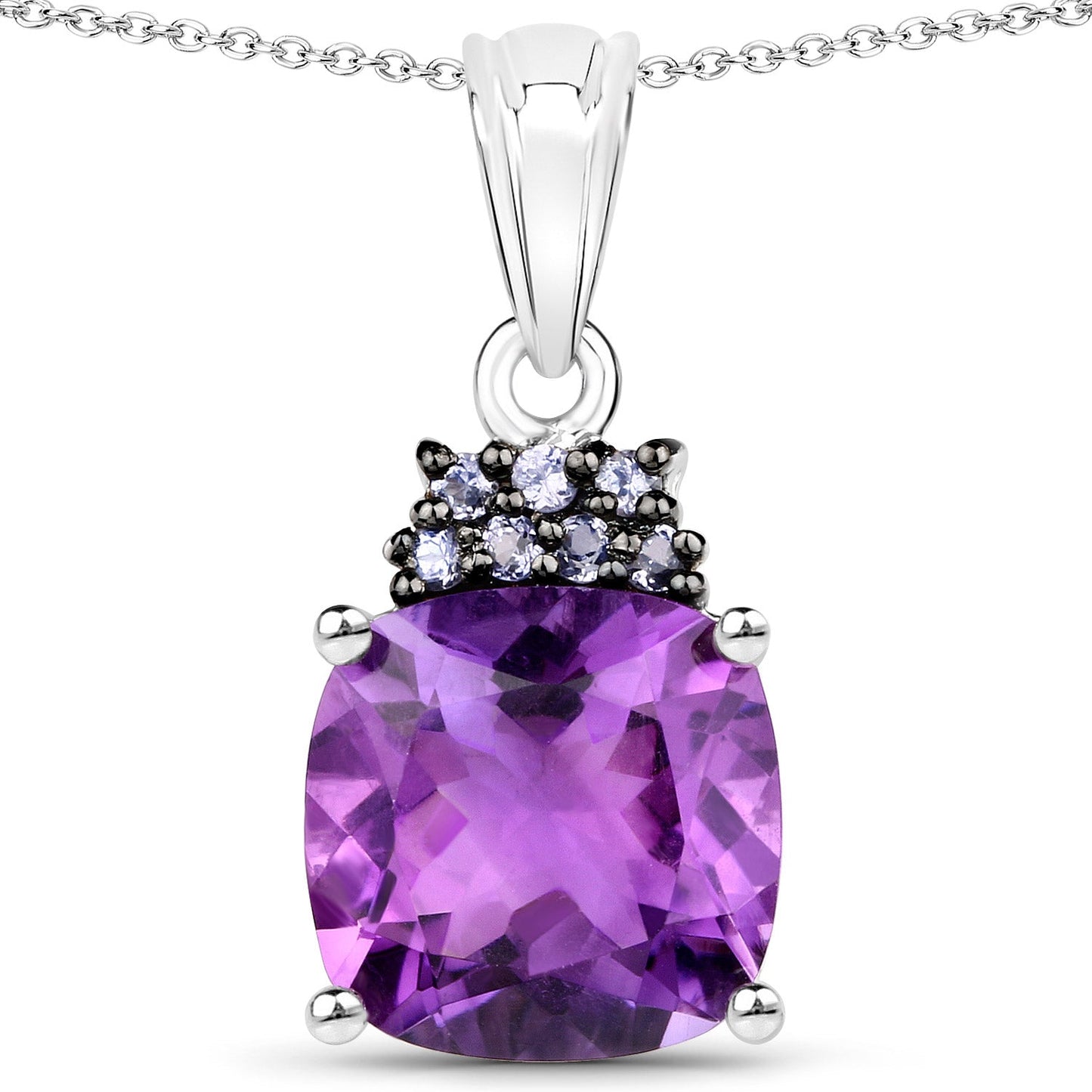 6.10 Carat Genuine Amethyst and Tanzanite .925 Sterling Silver Pendant - Pendants - p8412atan - gallery - image - Omni Jewelcrafters