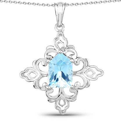 6.10 Carat Genuine Swiss Blue Topaz .925 Sterling Silver Pendant - Pendants - p4374sbt - gallery - image - Omni Jewelcrafters