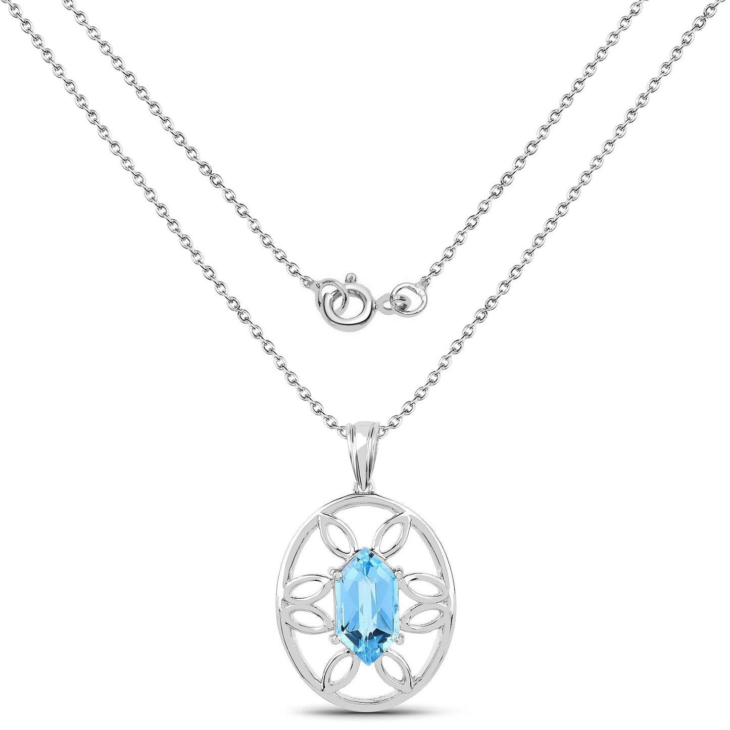 6.17 Carat Genuine Swiss Blue Topaz .925 Sterling Silver Pendant - Pendants - p3888sbt - view1 - image - Omni Jewelcrafters