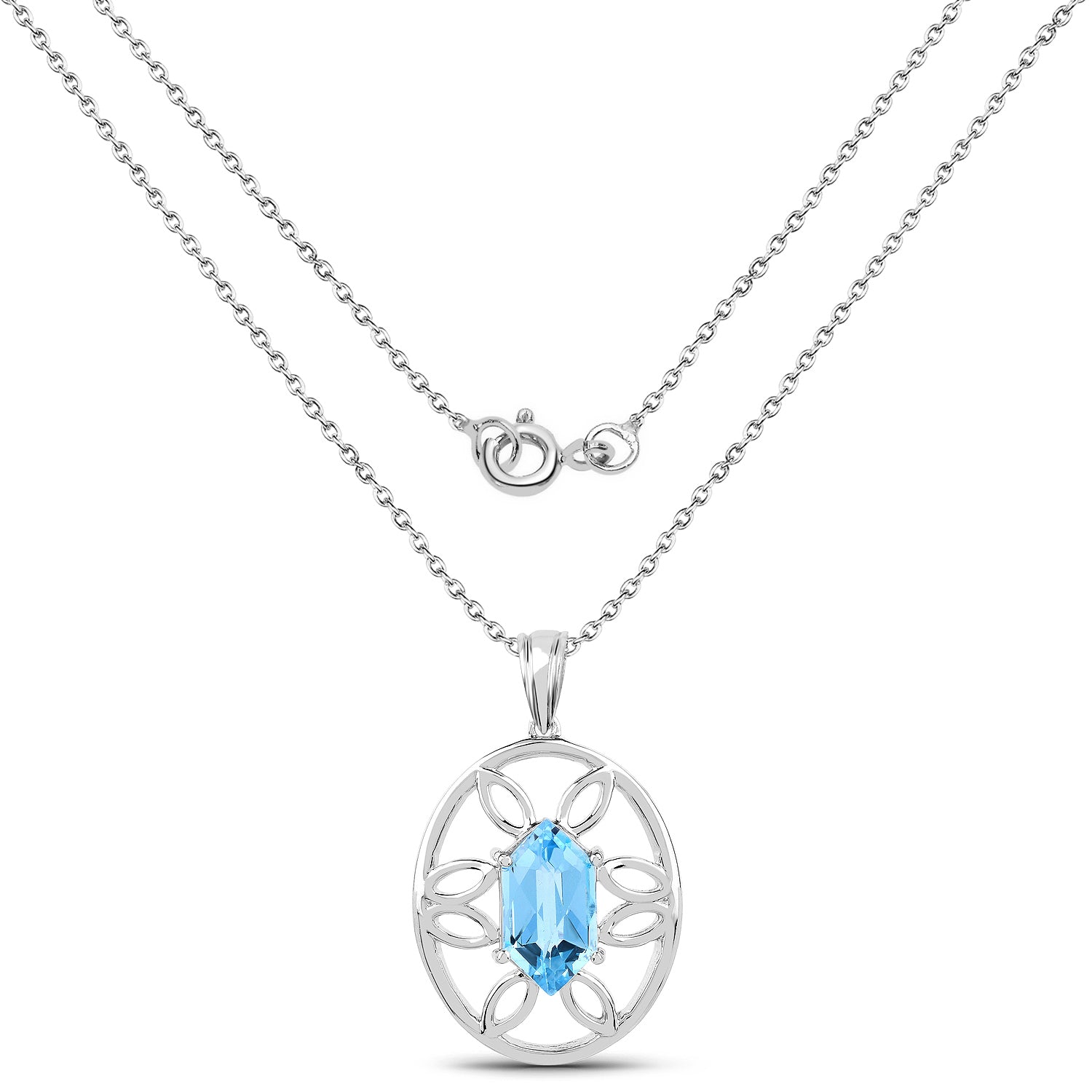 6.17 Carat Genuine Swiss Blue Topaz .925 Sterling Silver Pendant - Pendants - p3888sbt - view1 - image - Omni Jewelcrafters