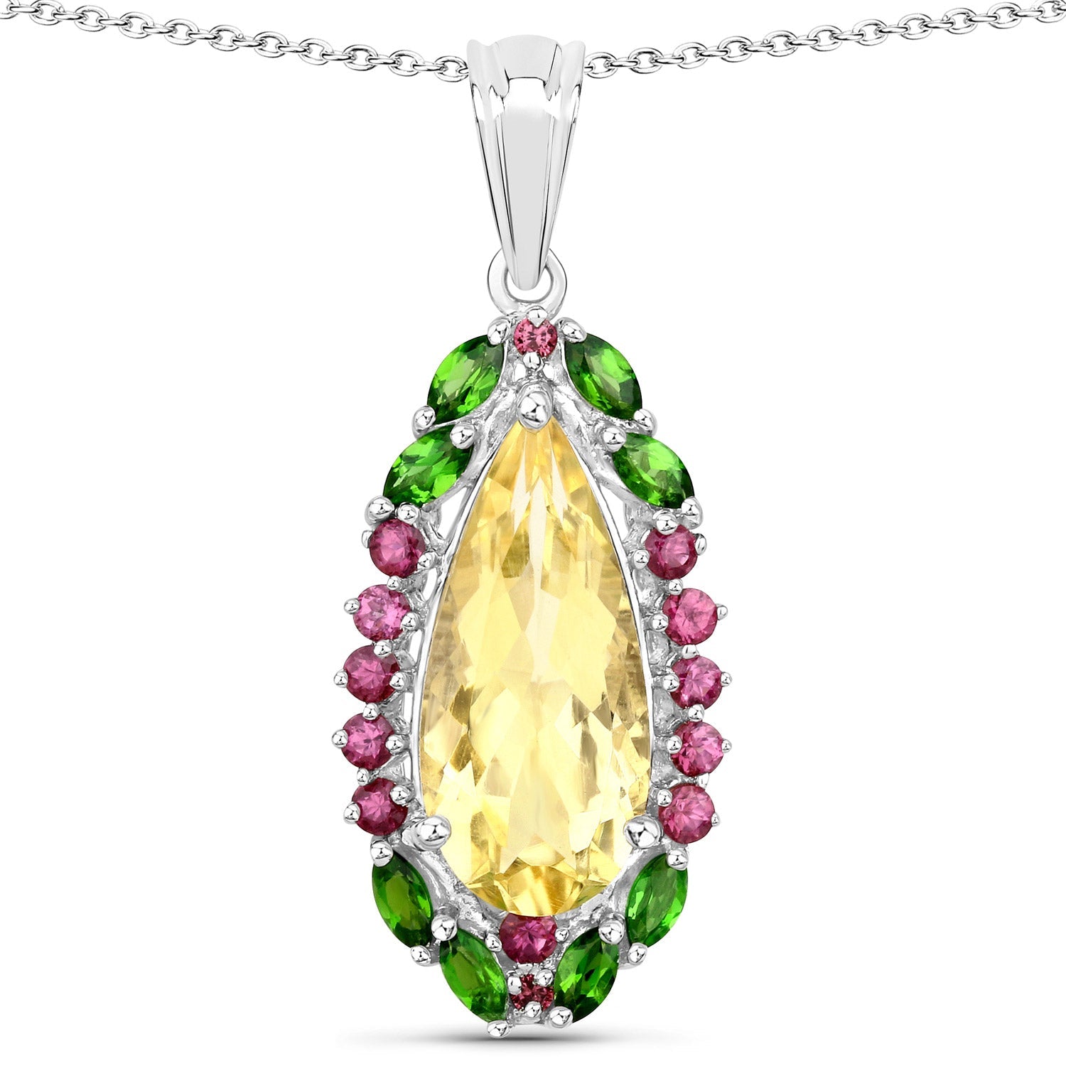 6.19 Carat Genuine Citrine, Chrome Diopside and Rhodolite Garnet .925 Sterling Silver Pendant - Pendants - p3206ccdrh - gallery - image - Omni Jewelcrafters