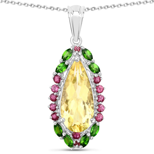 6.19 Carat Genuine Citrine, Chrome Diopside and Rhodolite Garnet .925 Sterling Silver Pendant - Pendants - p3206ccdrh - gallery - image - Omni Jewelcrafters