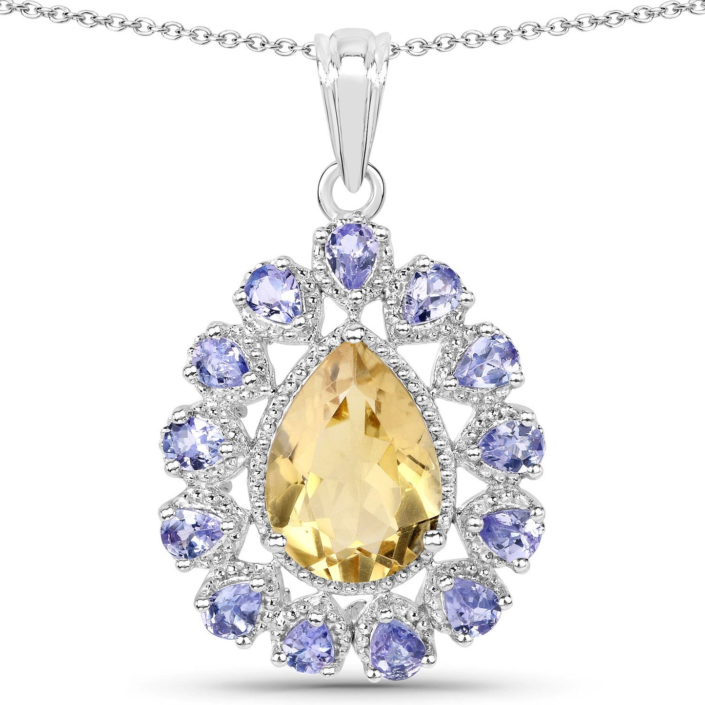 6.22 Carat Genuine Citrine and Tanzanite .925 Sterling Silver Pendant - Pendants - p3493ctan - wgp - gallery - image - Omni Jewelcrafters