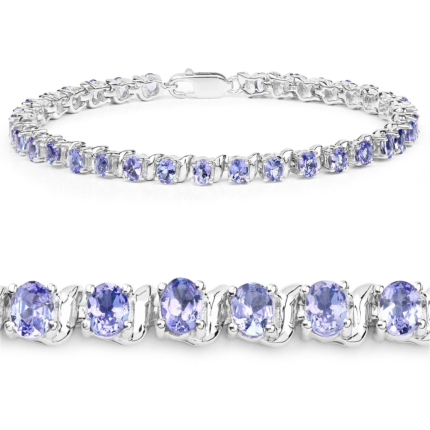 6.46 Carat Genuine Tanzanite .925 Sterling Silver Bracelet - Bracelets - b816tan - view1 - image - Omni Jewelcrafters