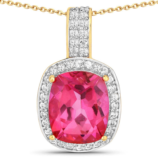 6.87 Carat Genuine Pink Topaz and White Topaz .925 Sterling Silver Pendant - Pendants - p12794pktwt - gp - gallery - image - Omni Jewelcrafters