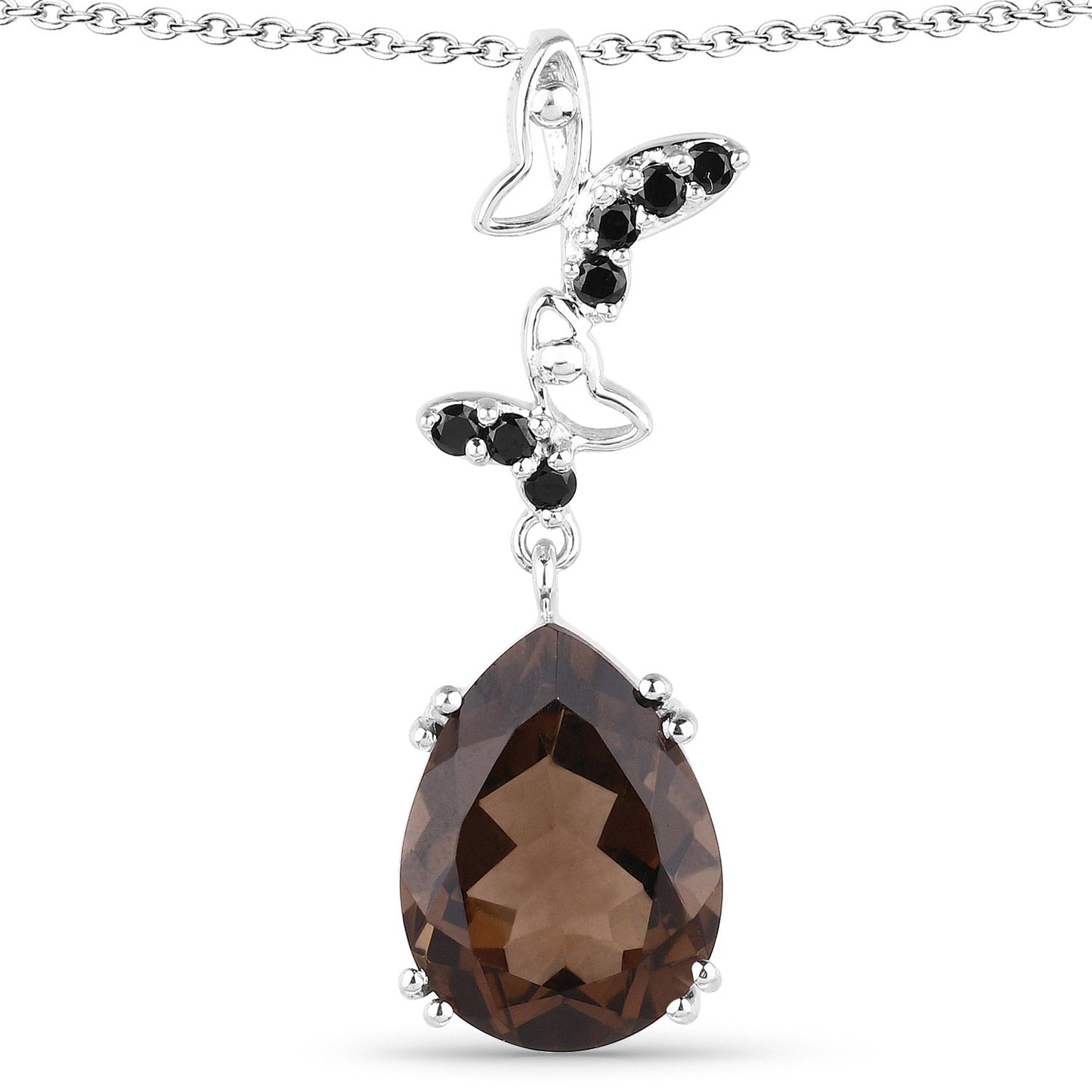 7.08 Carat Genuine Smoky Quartz and Black Spinel .925 Sterling Silver Pendant - Pendants - oskp1021smspnl - gallery - image - Omni Jewelcrafters