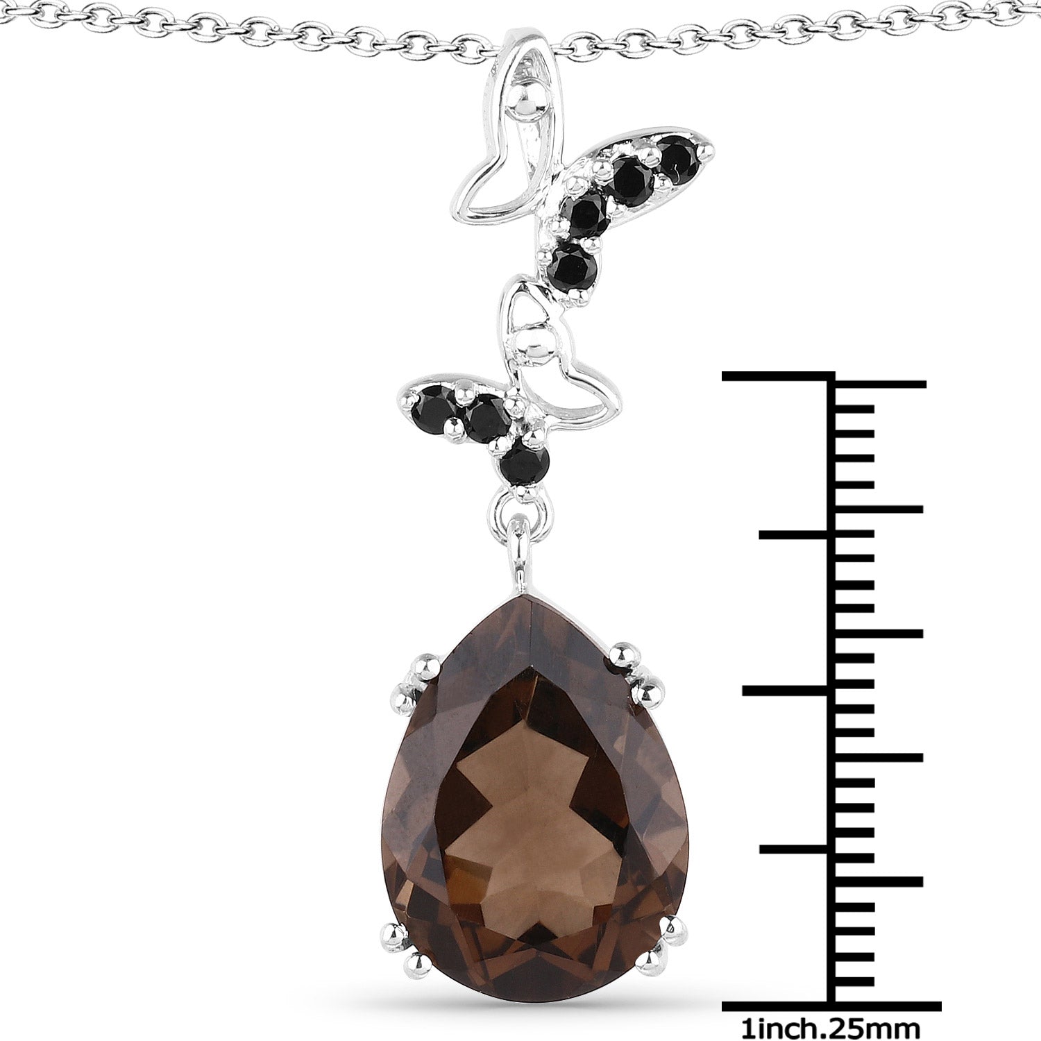 7.08 Carat Genuine Smoky Quartz and Black Spinel .925 Sterling Silver Pendant - Pendants - oskp1021smspnl - view2 - image - Omni Jewelcrafters