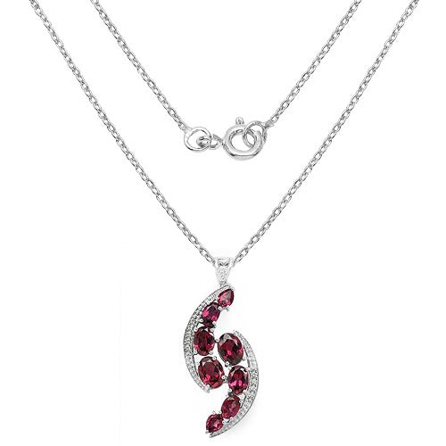 7.29 Carat Genuine Rhodolite & White Topaz .925 Sterling Silver Pendant - Pendants - rnp001rhwt - view1 - image - Omni Jewelcrafters