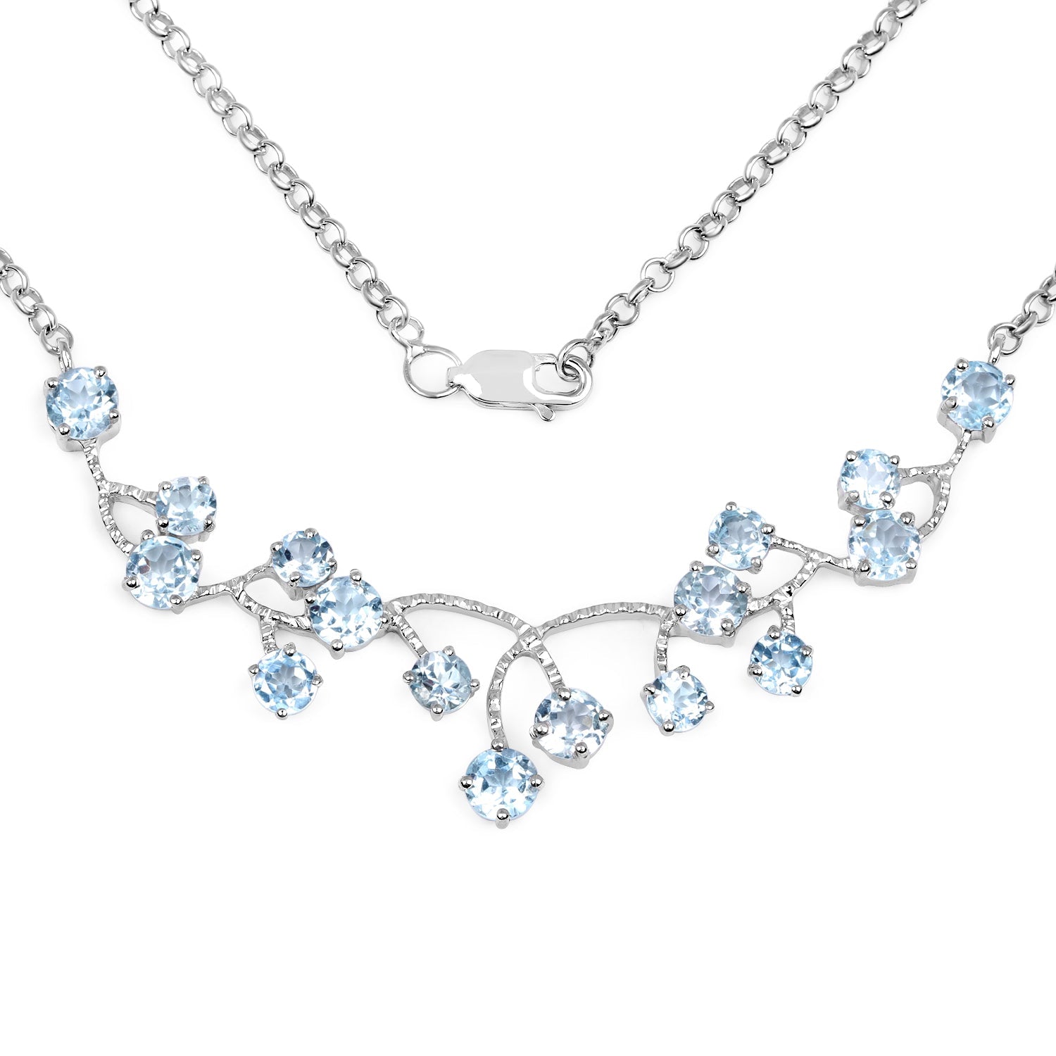 7.36 Carat Genuine Blue Topaz .925 Sterling Silver Necklace - Necklaces - n309bt - gallery - image - Omni Jewelcrafters