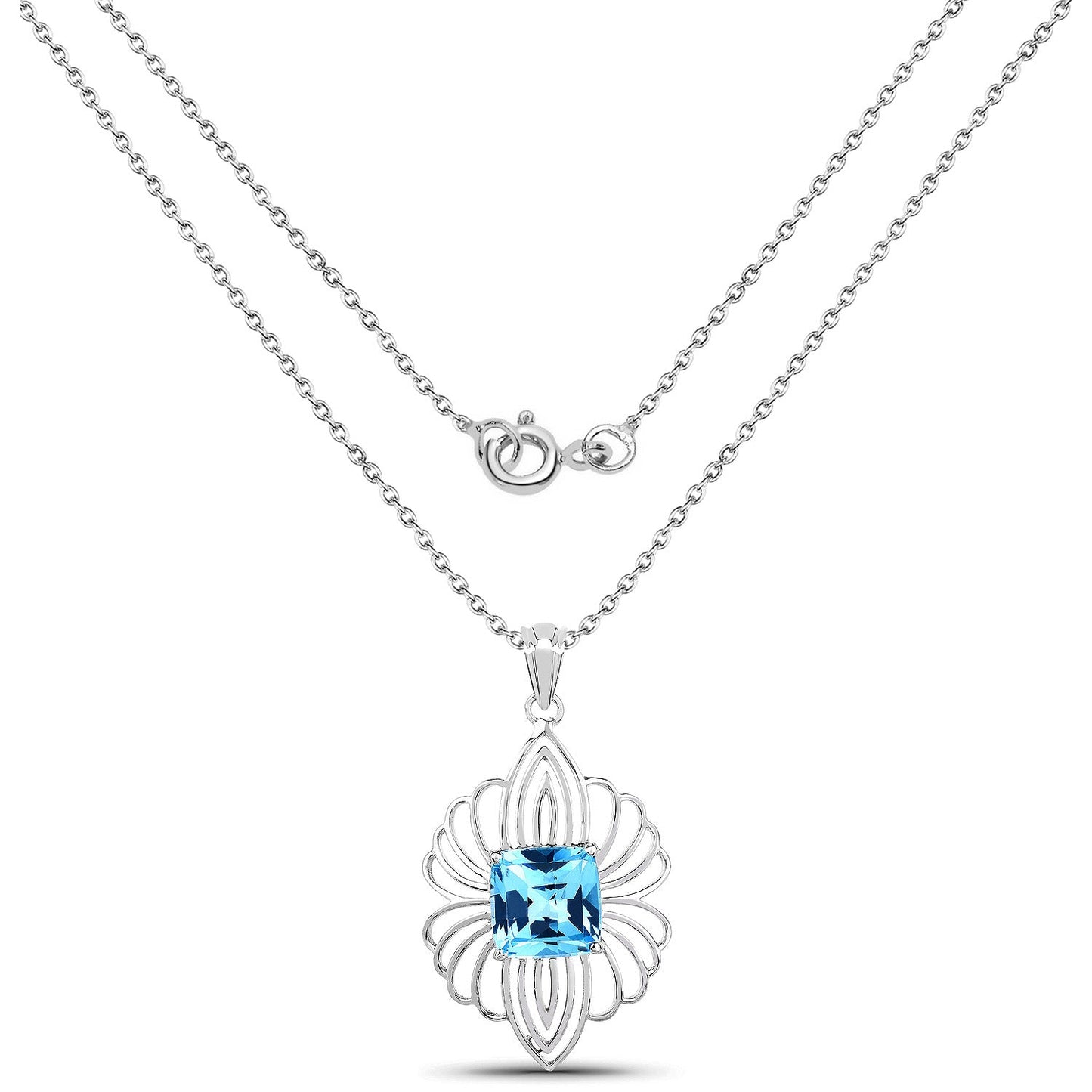 8.18 Carat Genuine Swiss Blue Topaz .925 Sterling Silver Pendant - Pendants - p4375sbt - view1 - image - Omni Jewelcrafters