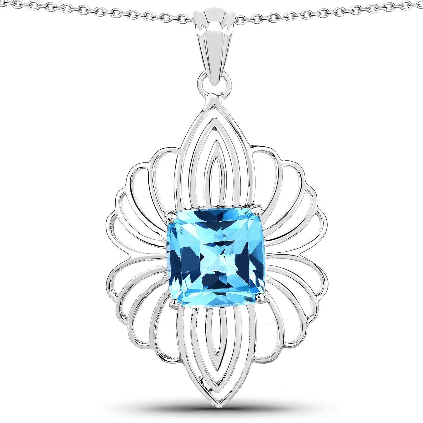 8.18 Carat Genuine Swiss Blue Topaz .925 Sterling Silver Pendant - Pendants - p4375sbt - gallery - image - Omni Jewelcrafters