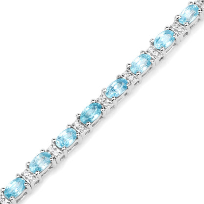 8.84 Carat Genuine Blue Zircon and Topaz White .925 Sterling Silver Bracelet - Bracelets - b1185bzwt - view2 - image - Omni Jewelcrafters