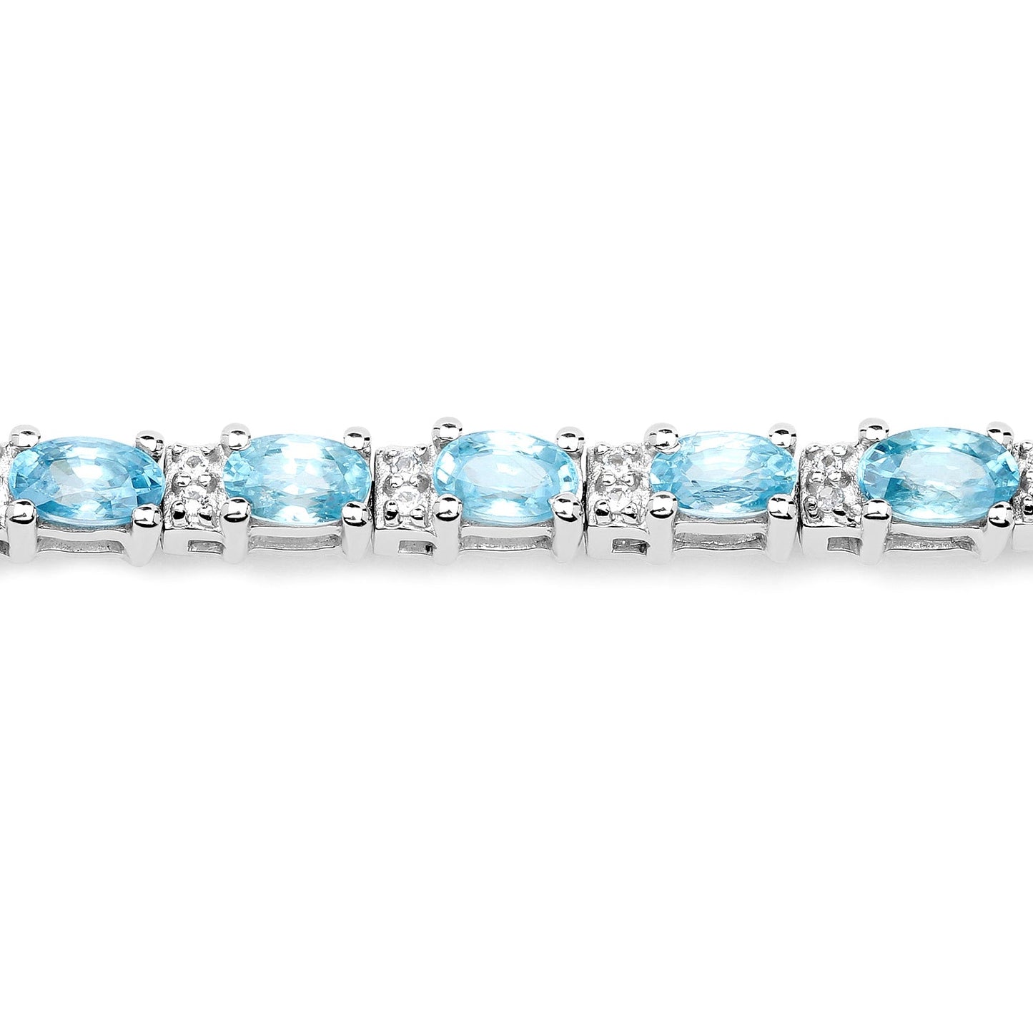 8.84 Carat Genuine Blue Zircon and Topaz White .925 Sterling Silver Bracelet - Bracelets - b1185bzwt - view3 - image - Omni Jewelcrafters