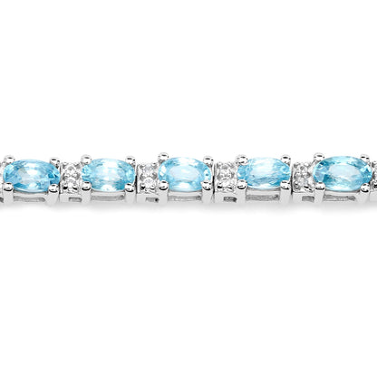 8.84 Carat Genuine Blue Zircon and Topaz White .925 Sterling Silver Bracelet - Bracelets - b1185bzwt - view3 - image - Omni Jewelcrafters