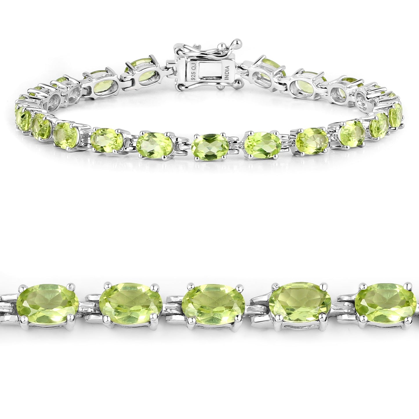 9.03 Carat Genuine Peridot .925 Sterling Silver Bracelet - Bracelets - b1141p - vew1 - image - Omni Jewelcrafters