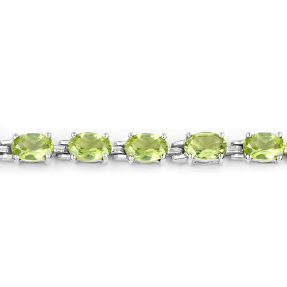 9.03 Carat Genuine Peridot .925 Sterling Silver Bracelet - Bracelets - b1141p - vew2 - image - Omni Jewelcrafters