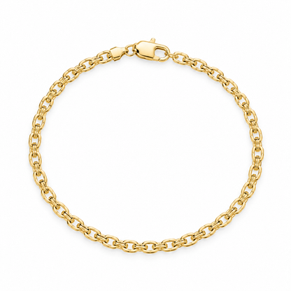 14K Yellow Gold Textured Oval-Link Chain Bracelet