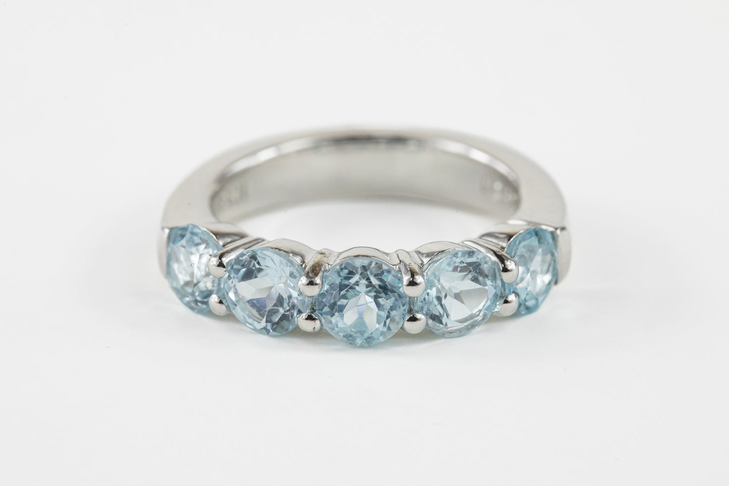 Blue Topaz Half Eternity Sterling Silver Ring