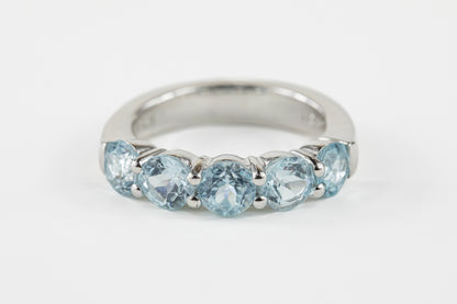 Blue Topaz Half Eternity Sterling Silver Ring