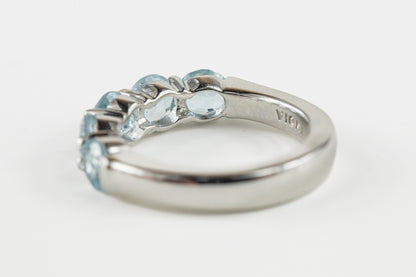 Blue Topaz Half Eternity Sterling Silver Ring