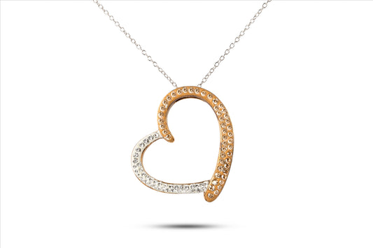 Golden Heart Sparkle Pendant with Cubic Zirconia and Chain