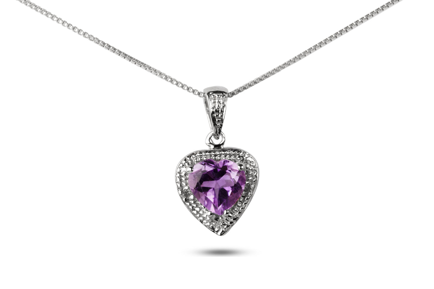 Sterling Silver Amethyst Pendant and Earring Set ( Chain Not Included )