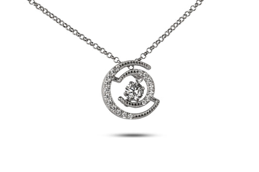 Sterling Silver Dancing Diamond Pendant with Cubic Zirconia