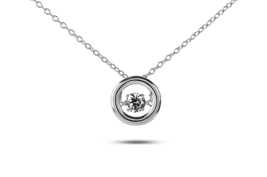 15:Sterling Silver Sparkling Pendant Necklace with Cubic Zirconia ( Chain Included )