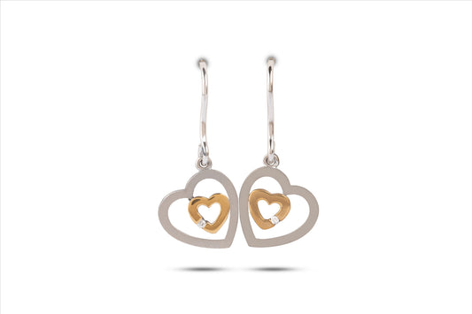 33:Sterling Silver Heart Earrings with Cubic Zirconia