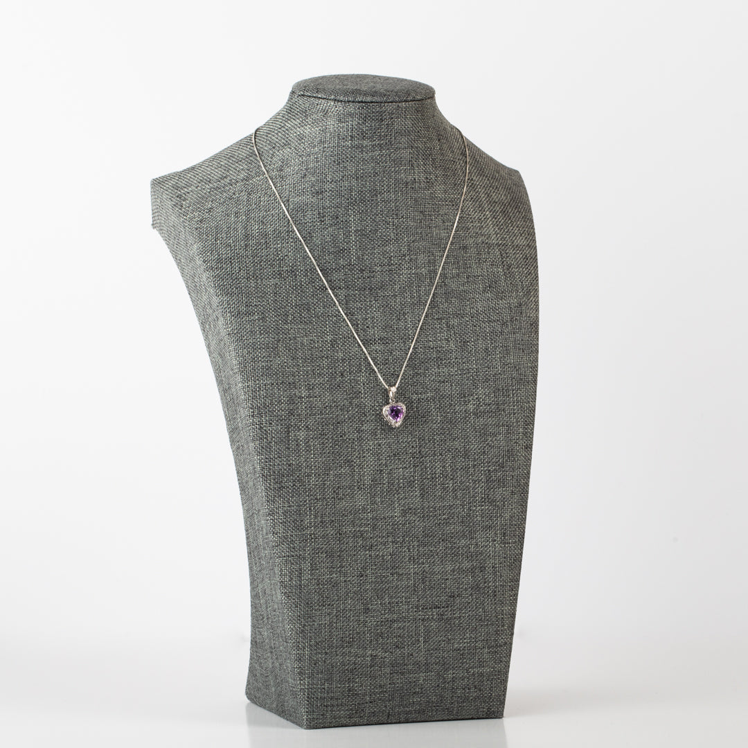Sterling Silver Amethyst Pendant and Earring Set ( Chain Not Included )