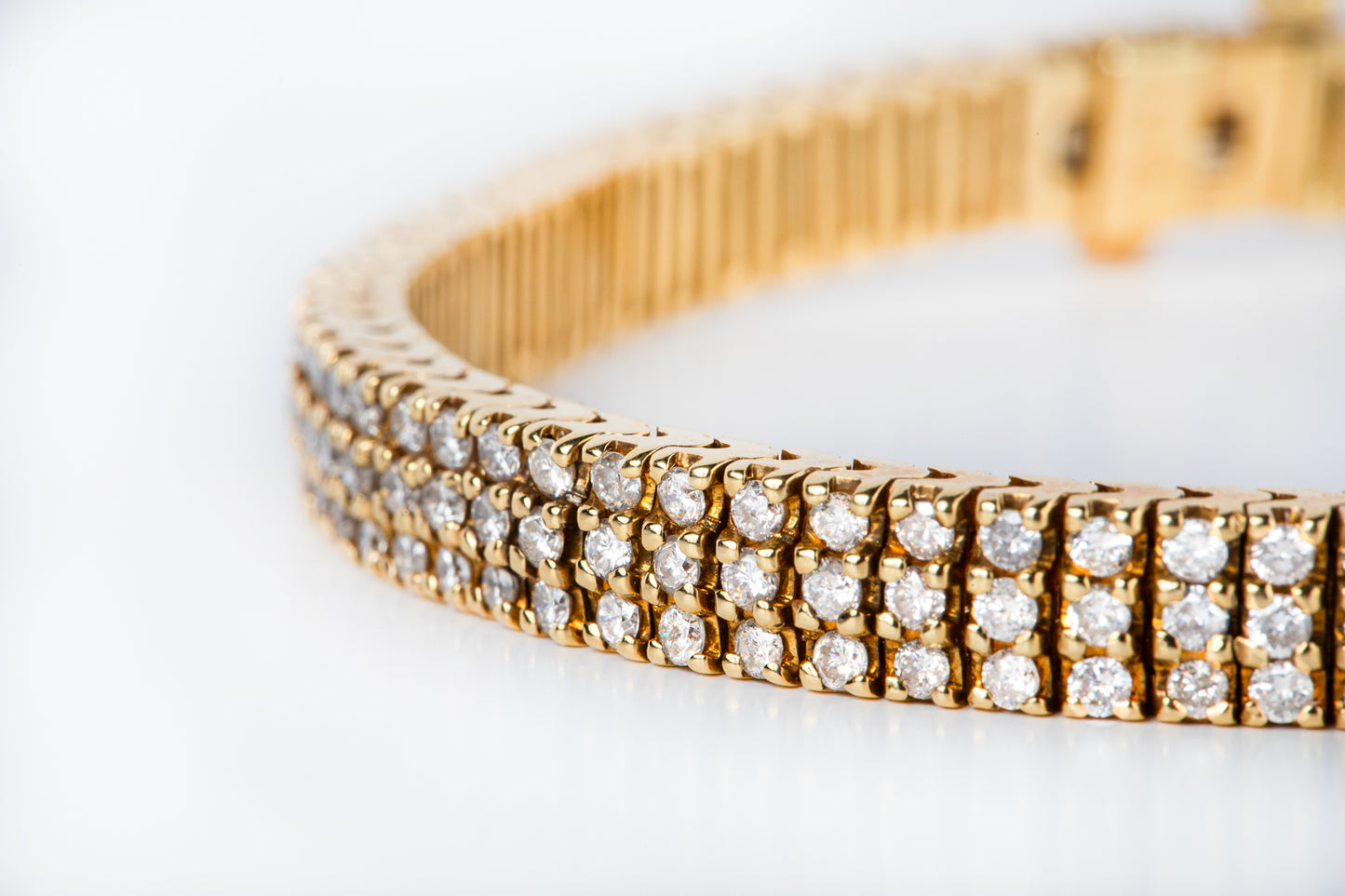 Triple Row Tennis Bracelet in 14K Yellow Gold