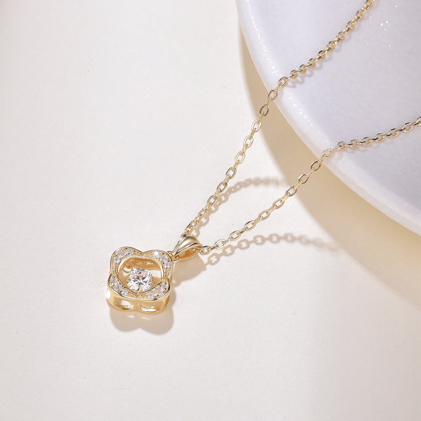 #6 - Dancing Diamond Pendant - Cubic Zirconia with Chain