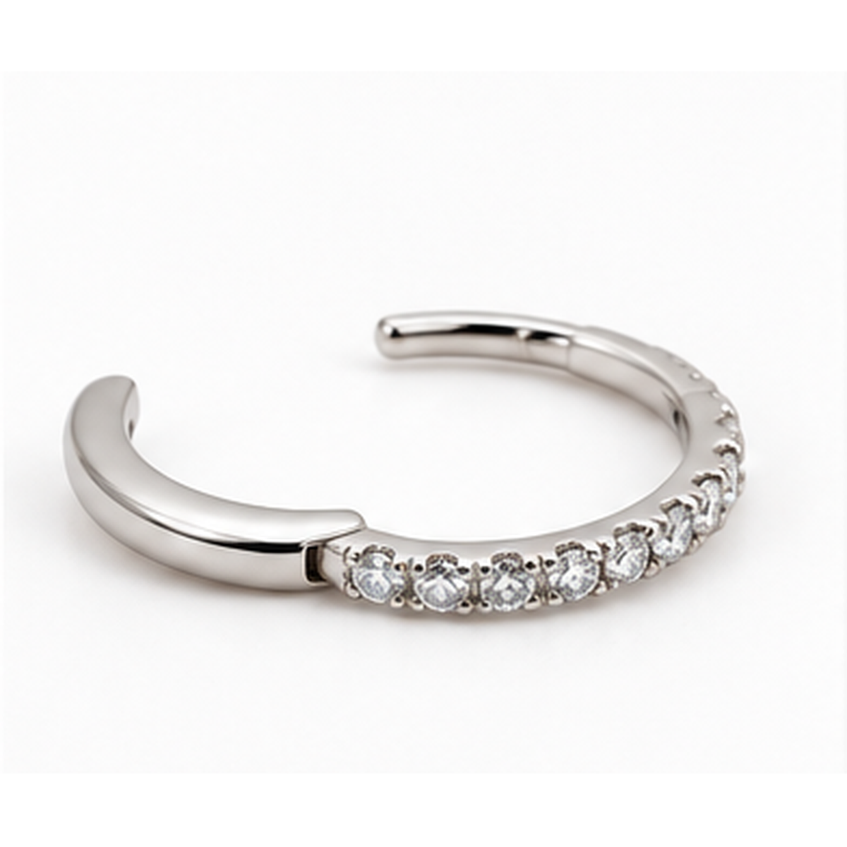 10K White Gold 0.12 CT Diamond Huggie Hoop Earrings