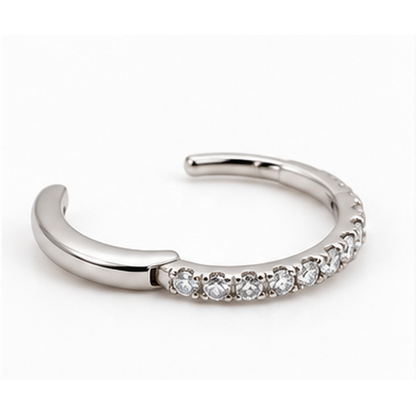 10K White Gold 0.12 CT Diamond Huggie Hoop Earrings