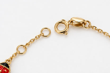 10K Yellow Gold Children's Three-Ladybug Bracelet
