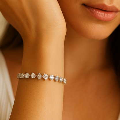 14K White Gold 9.39 CTW Multi-Shape Diamond Tennis Bracelet