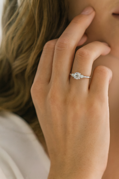 Three-Stone Lab Grown Diamond Ring in 18K White Gold