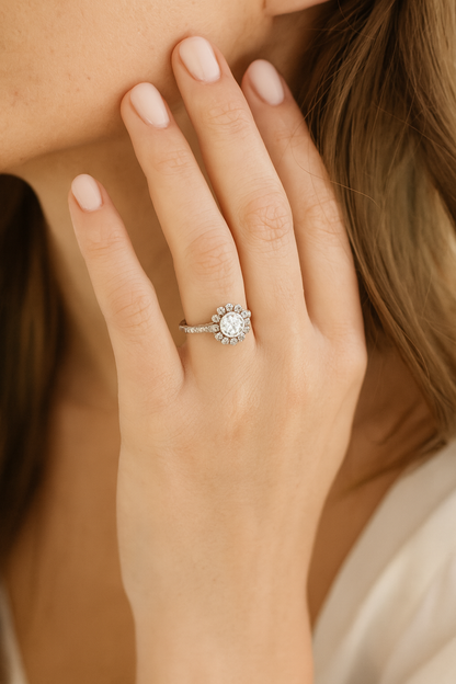 Flower Shaped White Gold Ring