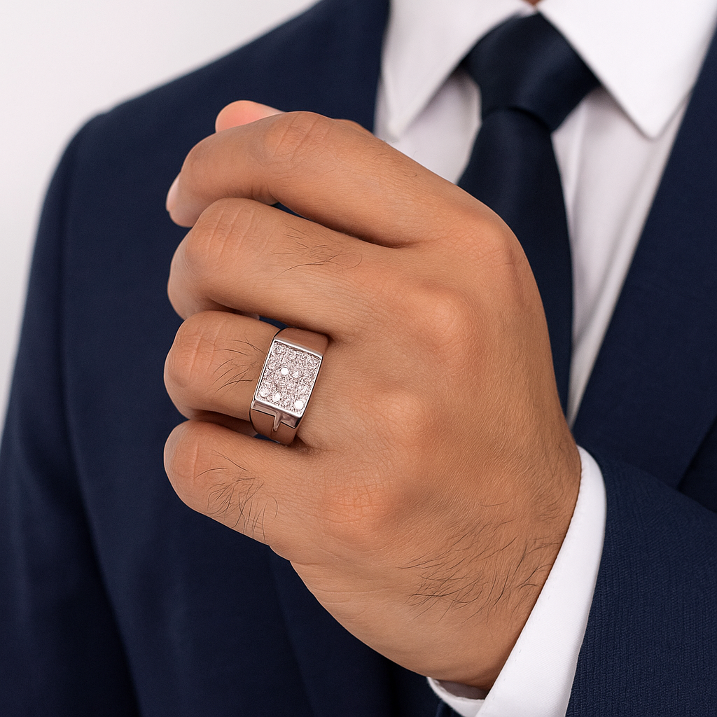 Men's Silver Ring With Cubic Zirconia