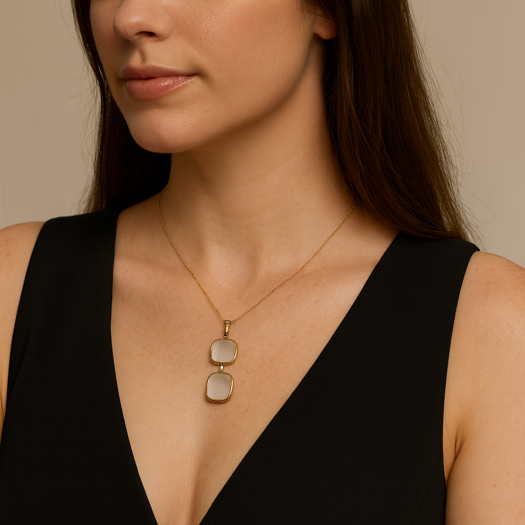Double Smoky Quartz With Diamond Accent Pendant