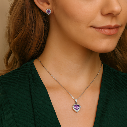 Love's Embrace Amethyst Diamond Earring/Pendant Set