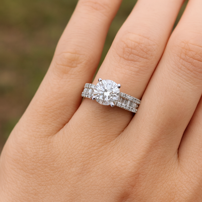 18kw Engagement Ring With CZ Centered Stone and 26 Dia Bag 0.52ct and 40 0.40ct Side Stones