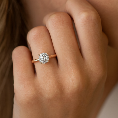 Solitaire Ring with 1.00 CT Lab Grown Diamond in 14k Yellow Gold