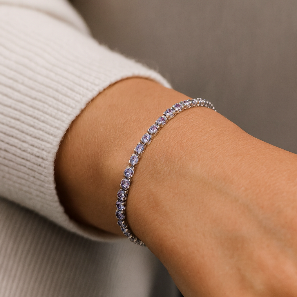 Bracelet en argent sterling 925 avec tanzanite véritable de 6,46 carats
