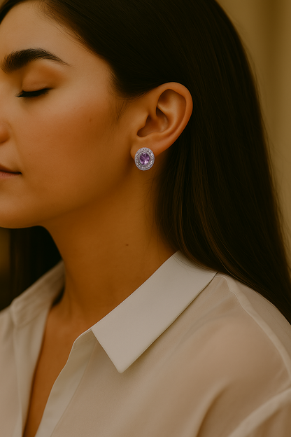 5.50 Carat Genuine Amethyst and Tanzanite .925 Sterling Silver Earrings