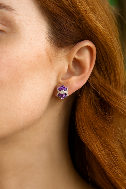 8.52 Carat Genuine Amethyst & White Topaz .925 Sterling Silver Earrings