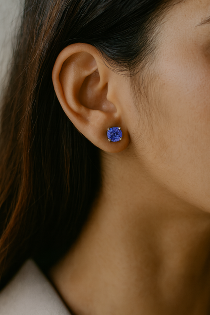 Genuine Tanzanite Sterling Silver Earrings