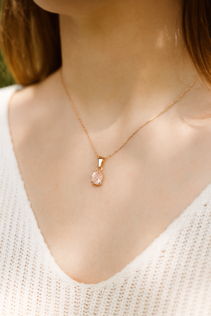 0.70 Carat Genuine Morganite .925 Sterling Silver Pendant