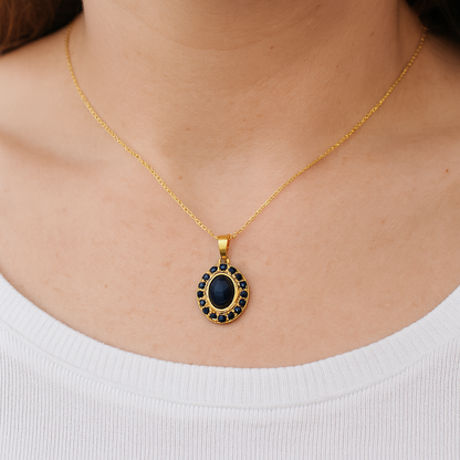 3.02 Carat Genuine Blue Sapphire .925 Sterling Silver Pendant
